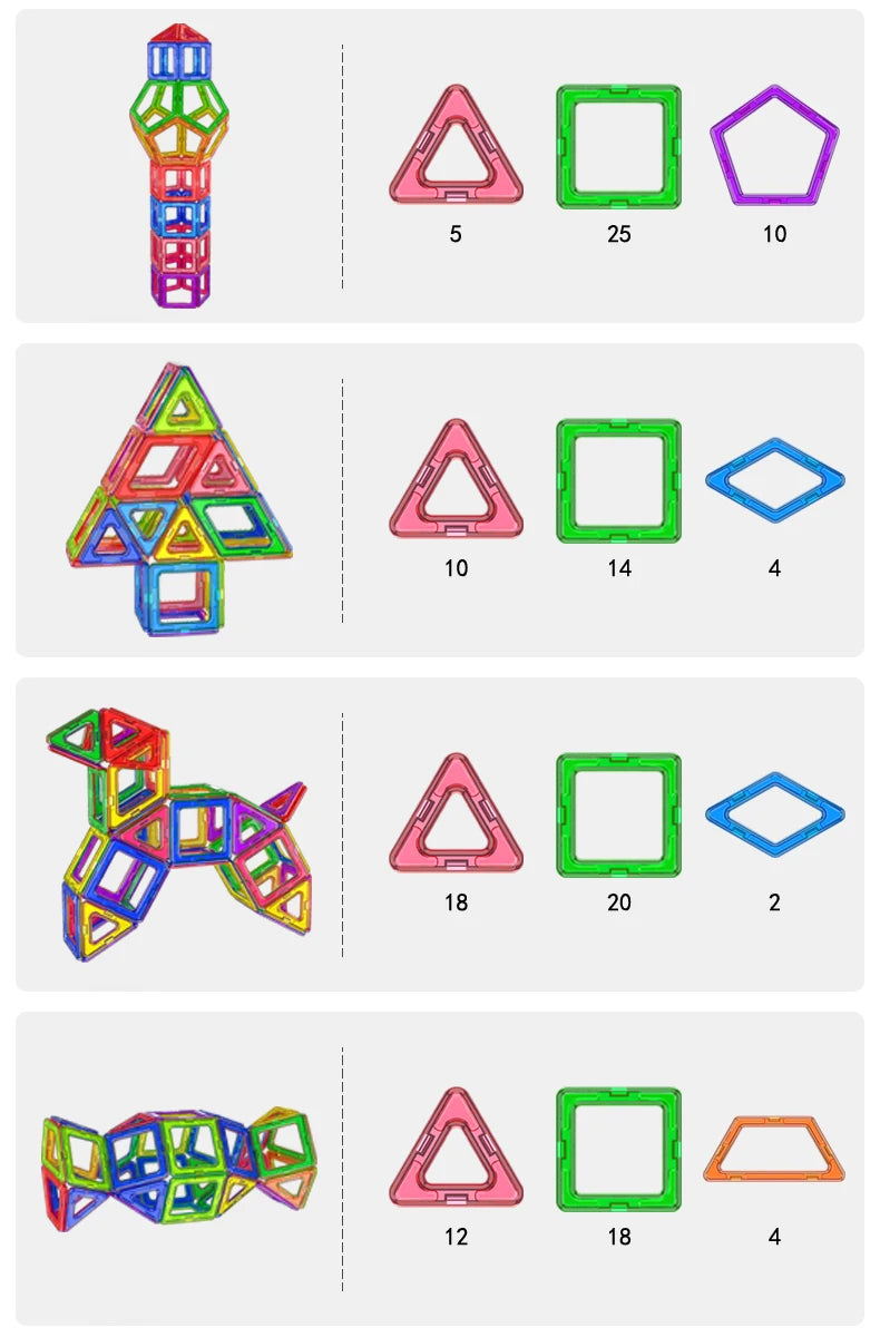 large Magnetic tiles Designer Magnet Building Blocks Accessories Educational Constructor Toys For Children Kids Girls Set Gift
