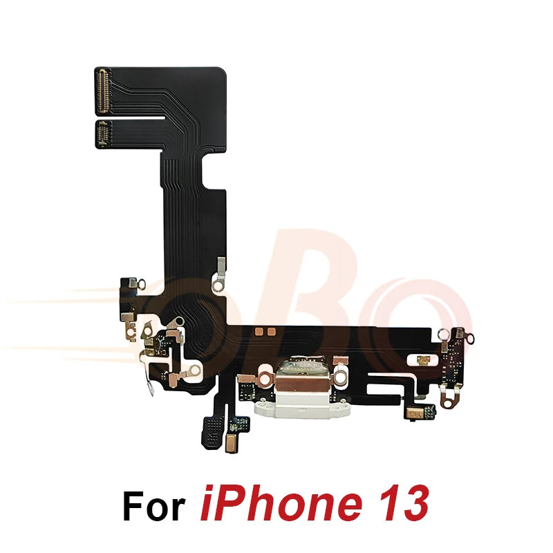 Charging Port Flex Cable for iPhone 11 12 13 Pro Max Mini Black White USB Charger Dock Connector with Microphone Repair (1PC)