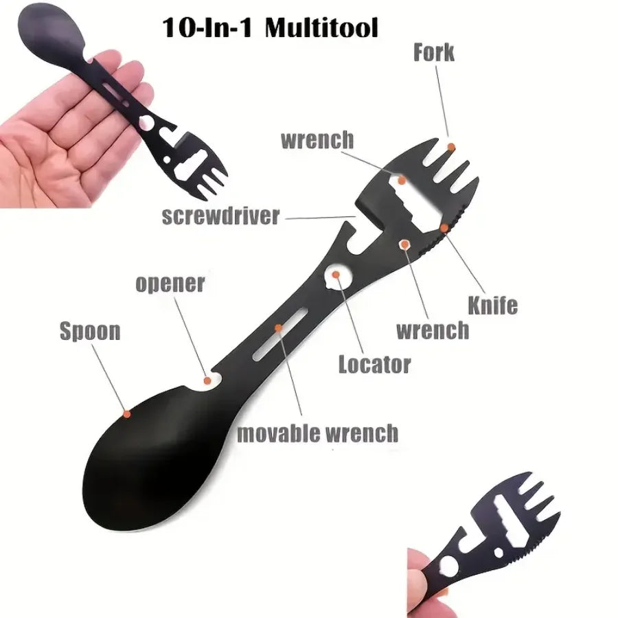 Outdoor Fork Spoon Versatile Outdoor Camping Tool Lightweight Fork Spoon Bottle Opener for Survival Tactical Utility for Easy