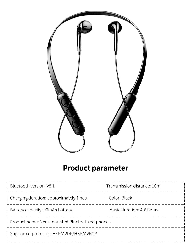 Wireless 9D Bluetooth-compatible 5.2 Headset NeckHanging TWS Stereo Noise Reduction Universal 5.0 Sports Headset with Microphone