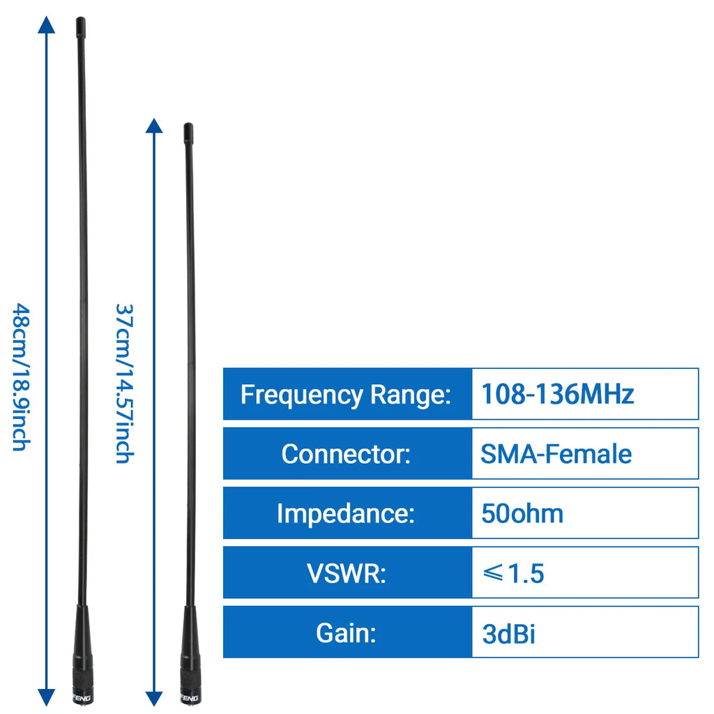 AM-771 Air Band SMA-Female Antenna 108-136MHz for Quansheng UV K5 (8) K6 Baofeng UV 5RH 21 PRO V2 UV-98 Walkie Talkie Ham Radio