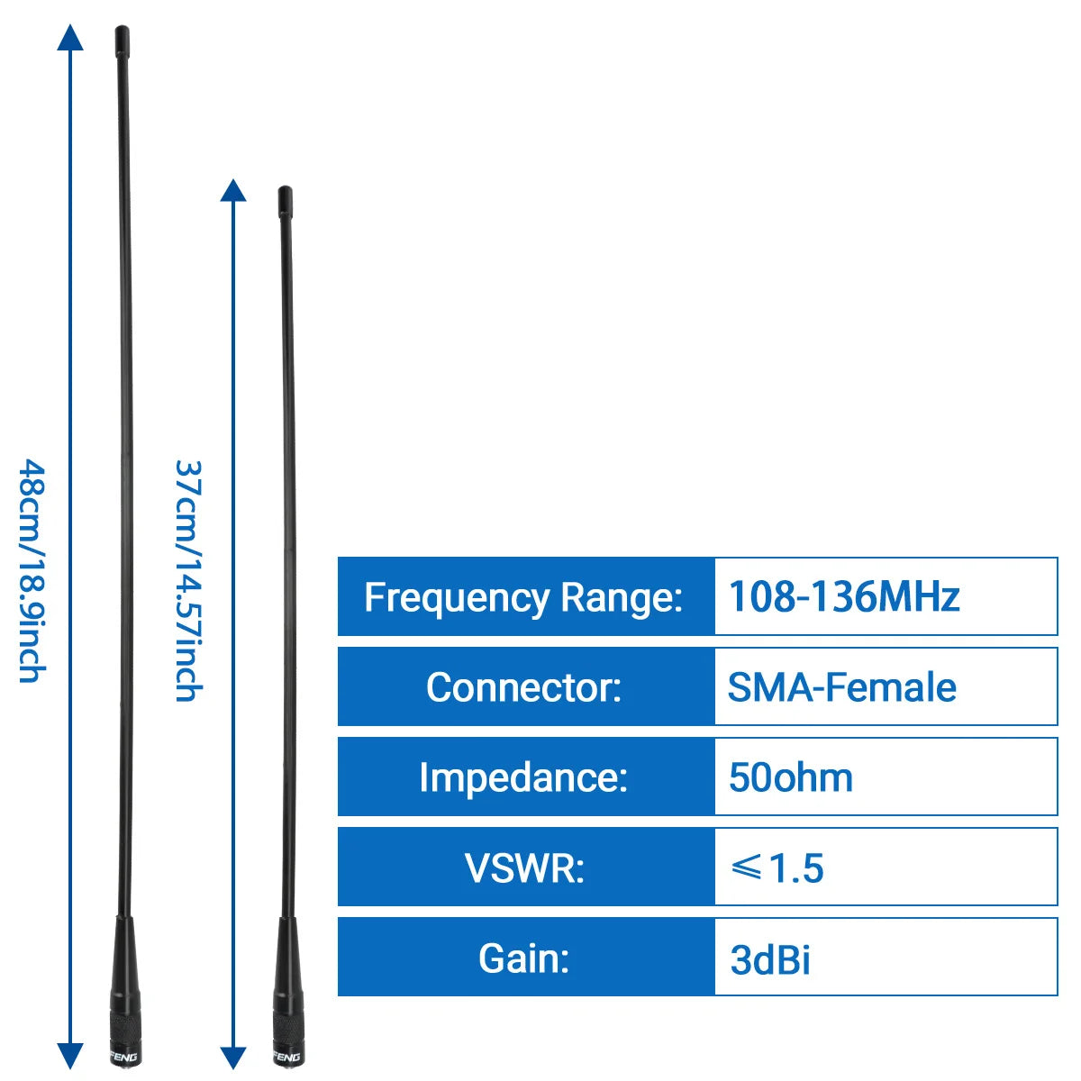 AM-771 Air Band SMA-Female Antenna 108-136MHz for Quansheng UV K5 (8) K6 Baofeng UV 5RH 21 PRO V2 UV-98 Walkie Talkie Ham Radio