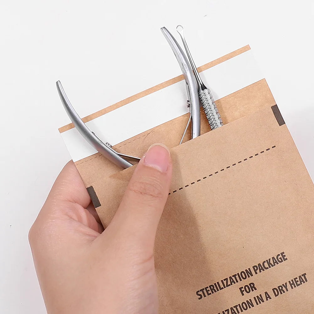 50/100Pcs Kraft Paper Bag Disposable Sterilization Disinfection Bag Nail Tools Sterilizer Manicure Bags sterilization Pouch