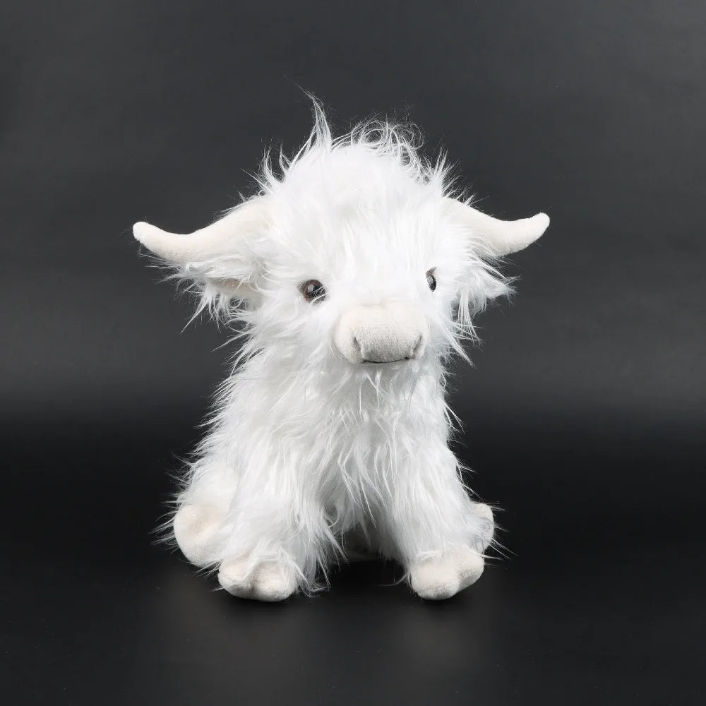 Simulation Highland Cow Animal Plush Doll Soft Stuffed Highland Cow Cattlle Plush Toy Plushie Gift for Kids Boys Girls