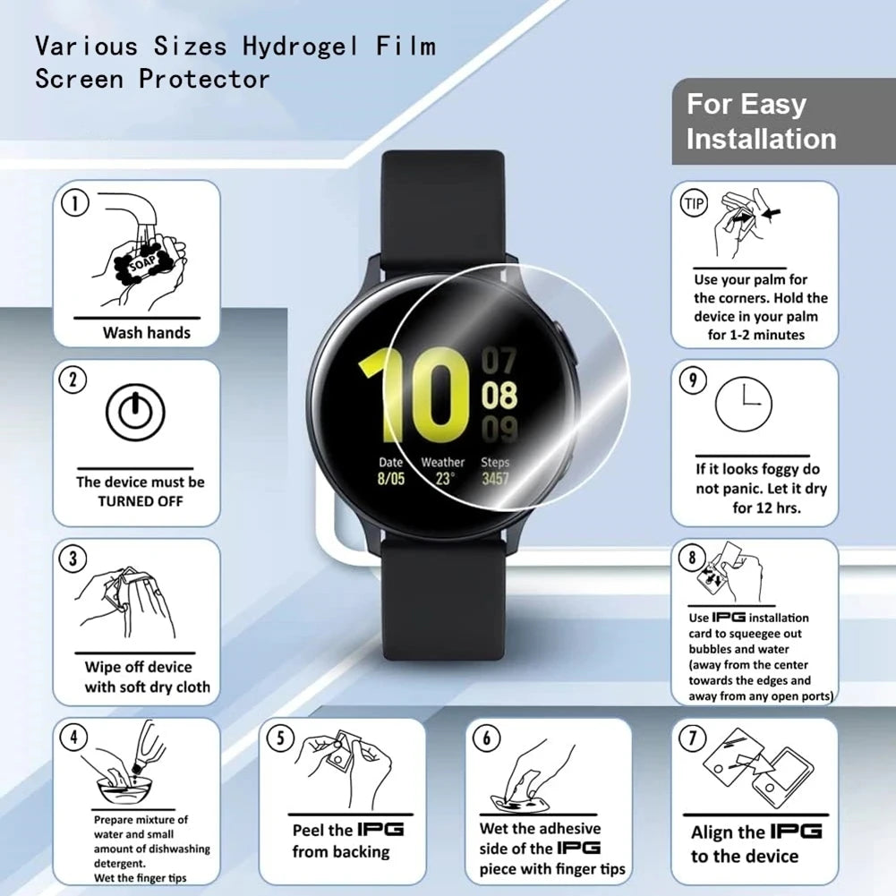 5Pcs 10Pcs Smart Watch Hydrogel Film For Universal Round Watch Diameter 33 34 35 36 37 38 39 40 41 42 43 25 -46 MM Soft Tpu Film