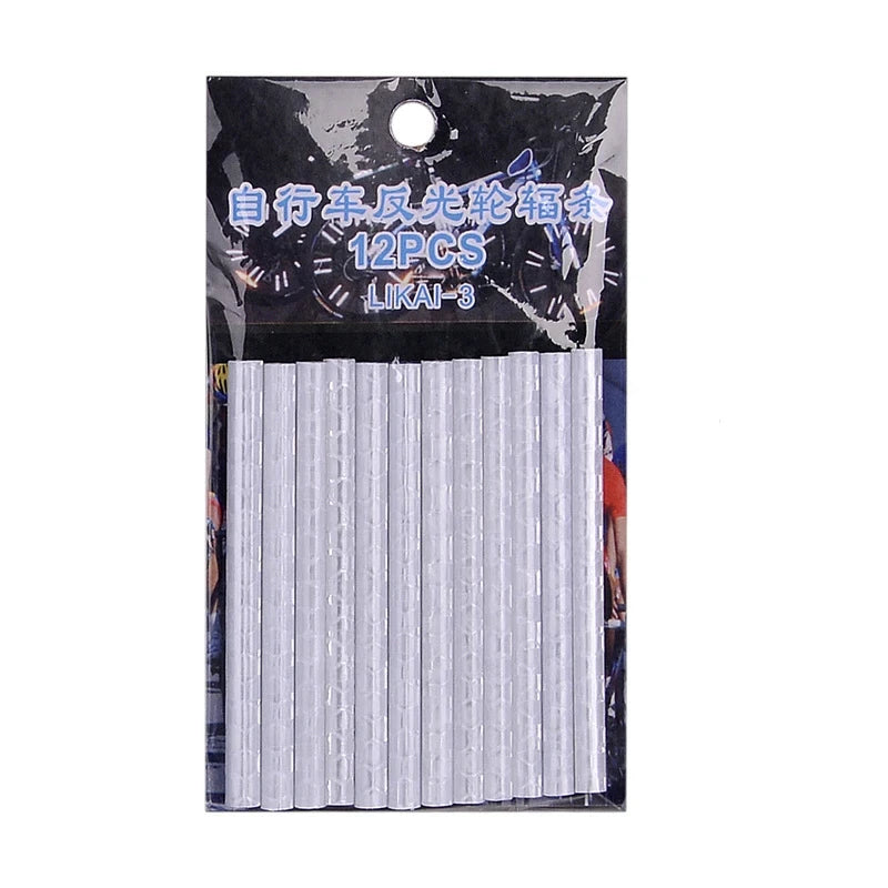 12PCS/Bag Bicycle Wheel Spokes Reflective Sticker Tube Strip Warning Light DIY 7.5cm MTB Cycling Reflector Reflective Safety Kit