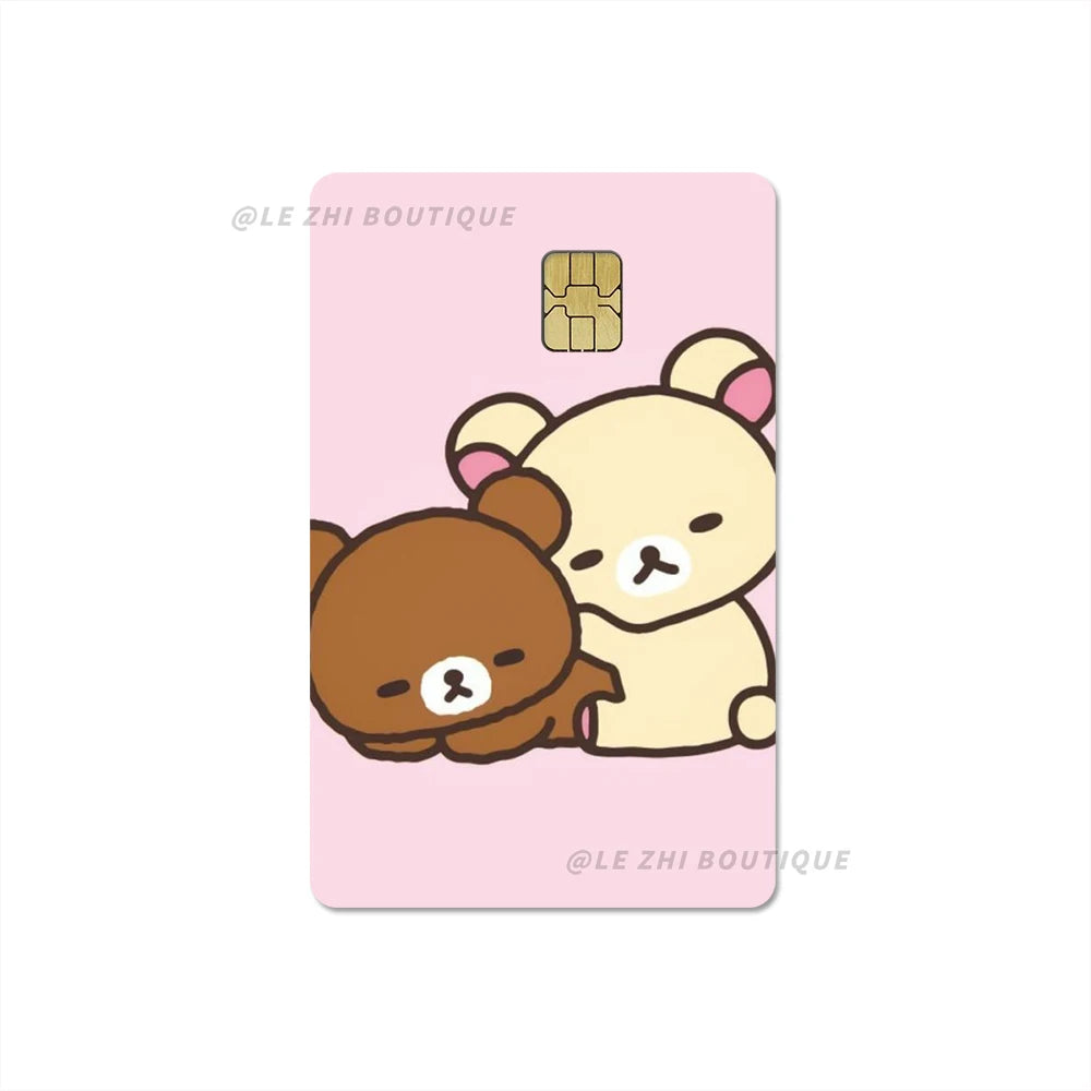 Japan Anime Cute Cartoon Bear Credit Debit Card Sticker Kawaii Bus Pass Diy Waterproof Small Chip Film Sticker Decoration