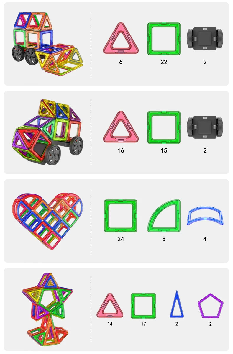 large Magnetic tiles Designer Magnet Building Blocks Accessories Educational Constructor Toys For Children Kids Girls Set Gift