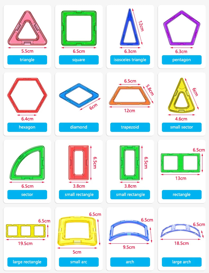 large Magnetic tiles Designer Magnet Building Blocks Accessories Educational Constructor Toys For Children Kids Girls Set Gift