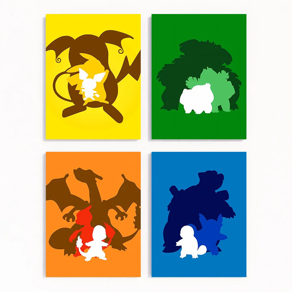 Cartoon Anime Poster Pokemon Pokémon Pikachu Watercolor Art Kids Room Decoration Wall Hanging Painting Kids Gift
