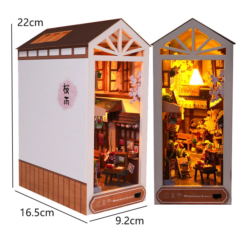 DIY Wooden Book Nook Insert Kit Doll Houses Building Toys Bookends Bookshelf Decor DollHouses Toys For Kids Xmas Gifts