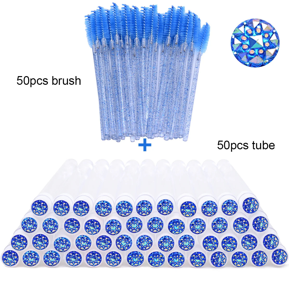 50Pcs Eyelash Brush Tubes With Crystal Lash Mascara Wands Eyebrow Comb Spoolies Container Lash Brush Applicators  Makeup Tools