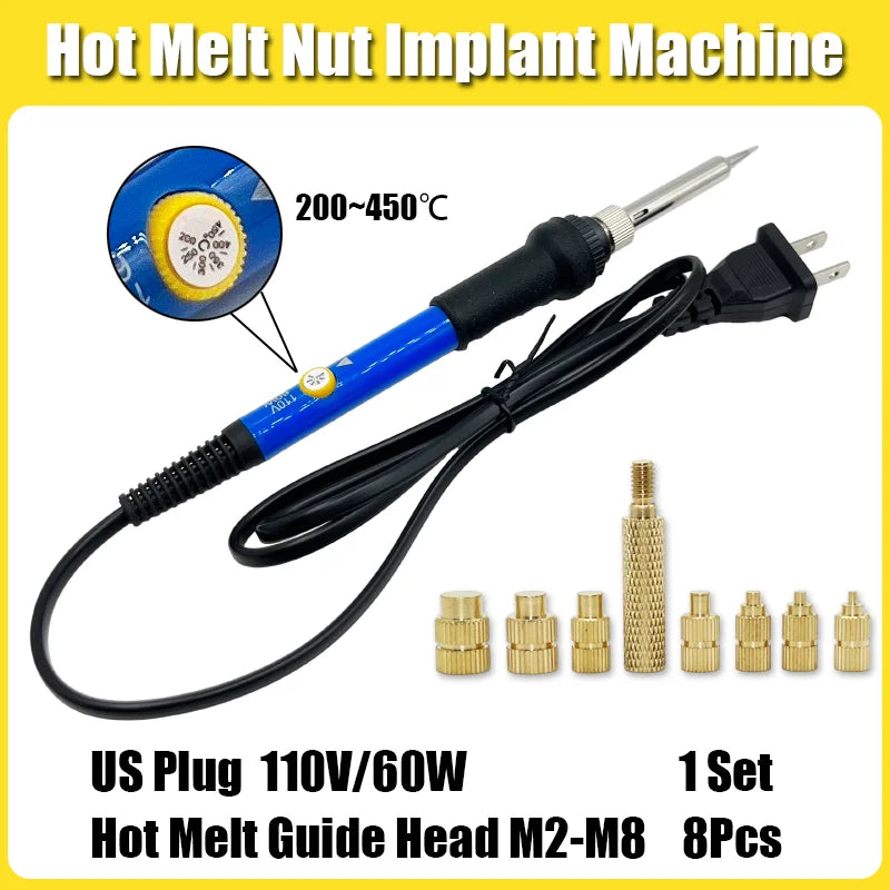 M2 M3 M4 M5 M6 Heat Melt Insert Nut Soldering Iron Tip Embedded Brass Hot Melt Nut Thread Insertion For Plastic 3d Printing Kit