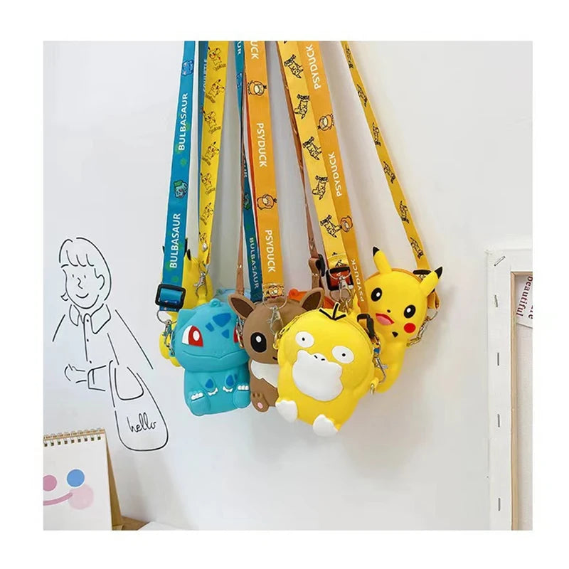 Pokemon Pikachu Lovely Fashion Bag Princess Small Storage Silicone Purse Messenger Cartoon Figures Model Toy Children's Gift Bag