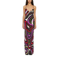 Women's Spaghetti Strap Dress Irregular Color Print Sexy V-neck Backless Slim Slit Long Dresses Summer Party Commuting Vestidos
