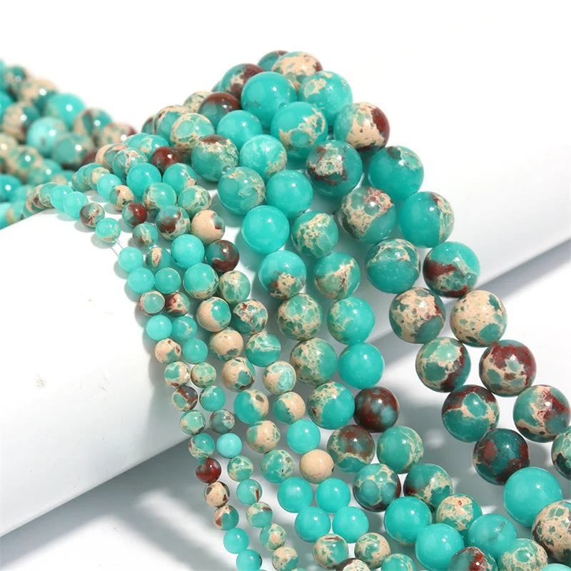 6 8 10mm Natural Stone Green Snakeskin Jaspers Bead ShouShan Stone Round Loose Beads For Jewelry Making DIY Bracelet Accessories