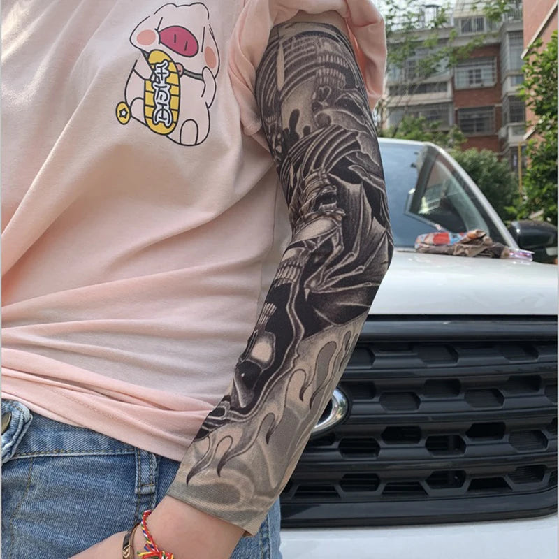 6 PCS Tattoo Sleeves Unisex Summer Cycling Sun Protection Arm Covers Beach Driving Fishing Breathable Nightclub Elastic Sleeves