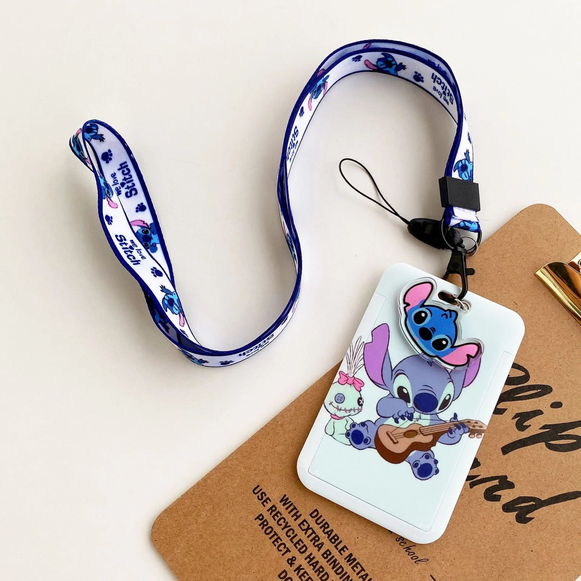 Disney Stitch ID Badge Holder Lanyards Pendant Lovely Girls Lilo Door Card Holders Neck Strap Keychain Women Credential Gift
