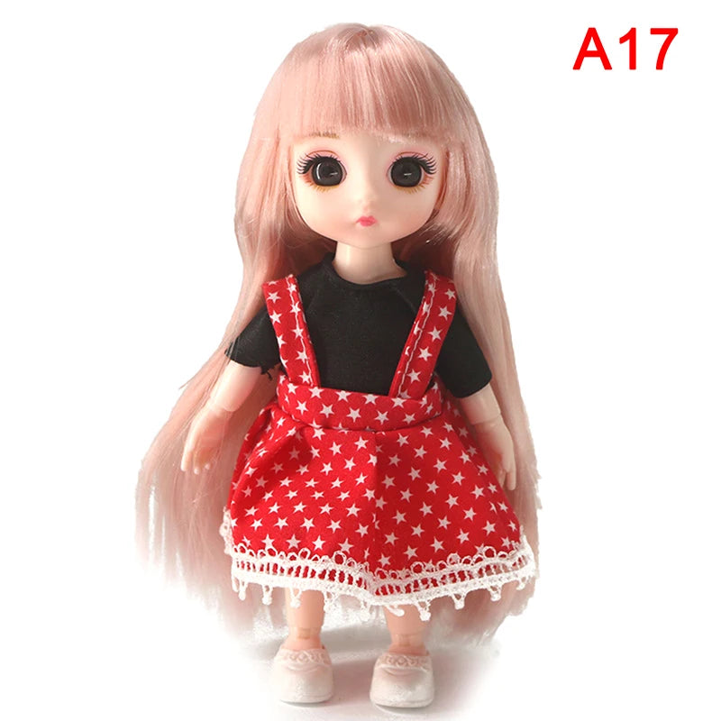 BJD 16CM Doll 13 Movable Joints Casual Fashion Princess Clothes Suit Accessories Nude Decoration Multicolor Hair Girl Gift Toy