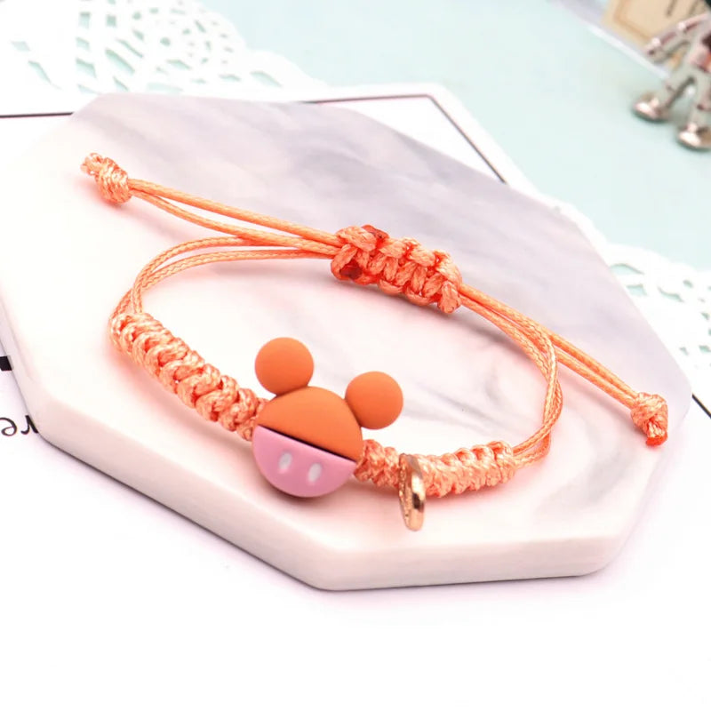 New Mickey Mouse Bracelet Cute Hand Woven Rope Bracelets for Couple Student Fashion Jewelry Handicrafts Friends Birthday Gifts