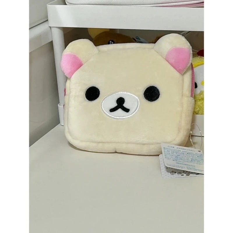 New Rilakkuma Cute Makeup Organizer Storage Bag Cartoon Bear Plush Multi Case Kawaii Cosmetic Bags Vanity Beauty Case