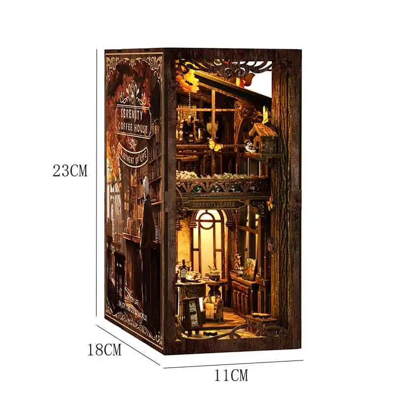 DIY Wooden Book Nook Insert Kit Doll Houses Building Toys Bookends Bookshelf Decor DollHouses Toys For Kids Xmas Gifts