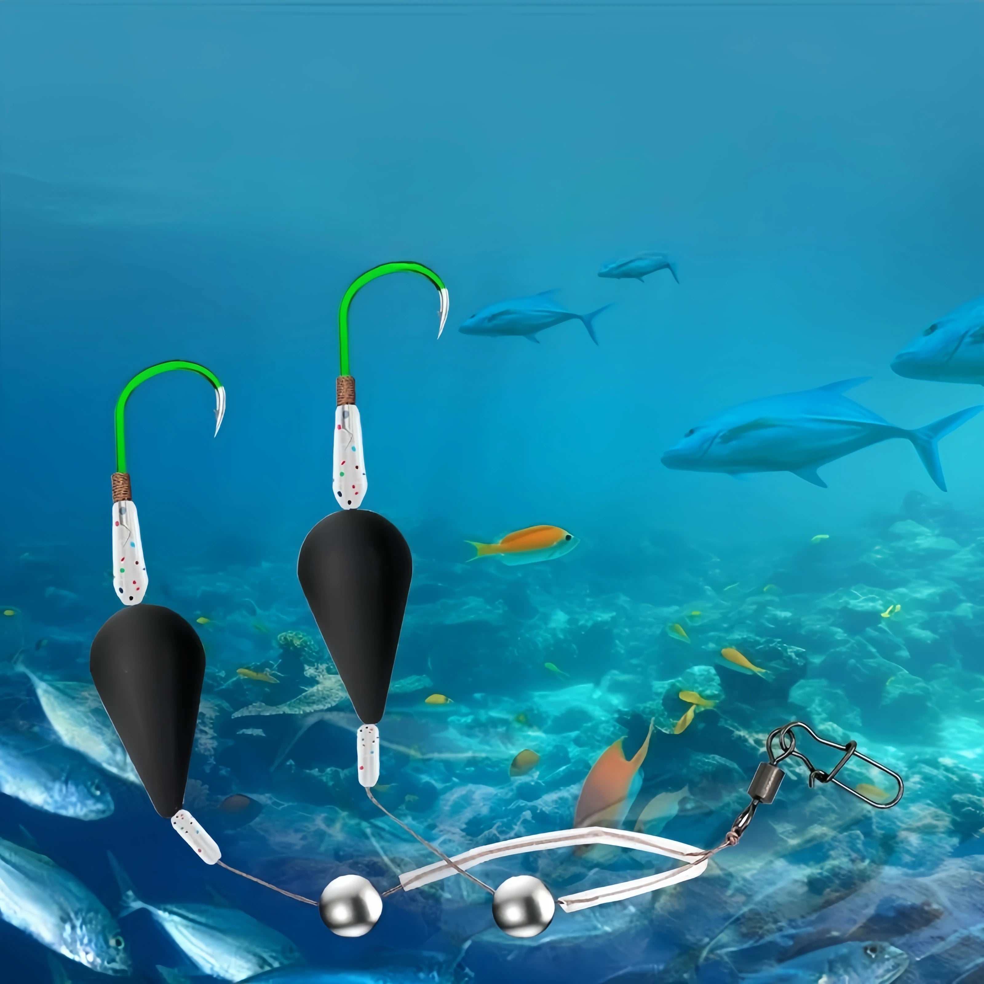 1PCS Inverted Bottom Double Hook Fishing Float Set - High Sensitivity, Suitable for Sea and Freshwater Fishing