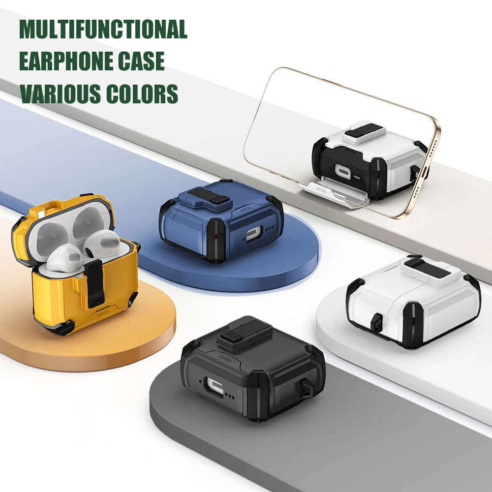 Luxury Bracket Case For AirPods Pro 3 3nd Automatic Lock Compatible With MagSafe For Men Apple Air Pods Pro 2 4 3 2 1 Pro2 Cover