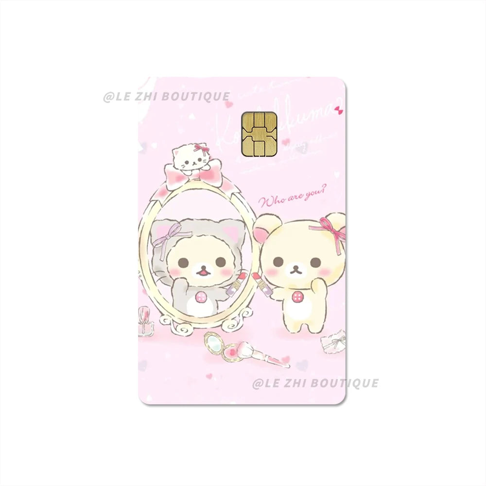 Japan Anime Cute Cartoon Bear Credit Debit Card Sticker Kawaii Bus Pass Diy Waterproof Small Chip Film Sticker Decoration