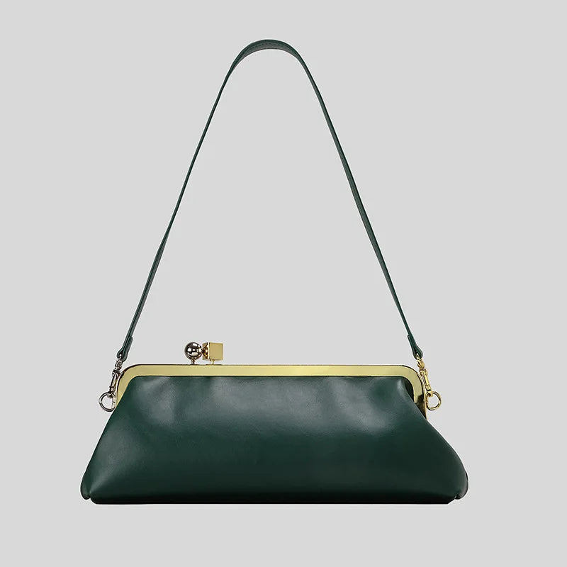 Fashion Long Clutch Bag for Women Luxury Designer Kiss Lock Women Shoulder Bags Elegant Party Purses Trend Underarm Bag 2025