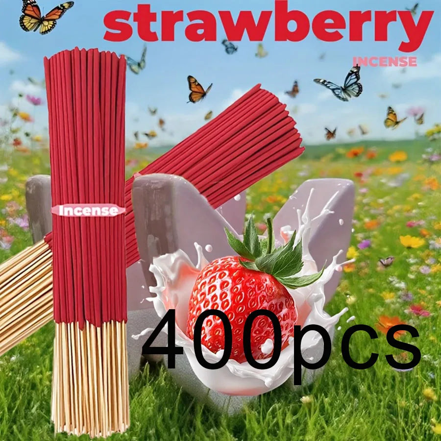 Red High-Quality Creamy Strawberry Incense Stick - Long-Lasting Strawberry Scent with Woody Notes, Fruit Meditation Yoga Home Office Party Holiday Gift, Eliminates Fatigue, Long-Lasting Fragrance (Doesn'T Scatter, Burns Evenl