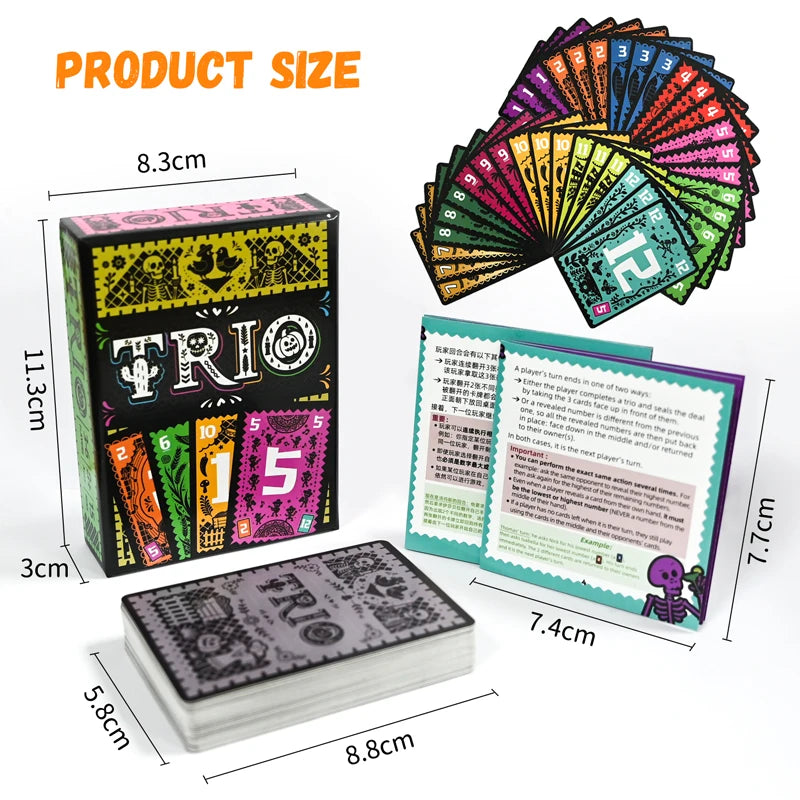 Trio Card Game Family Party Board Game Night Entertainment 3-6 Players Search for Three Matching Cards Strategic Toys Gifts
