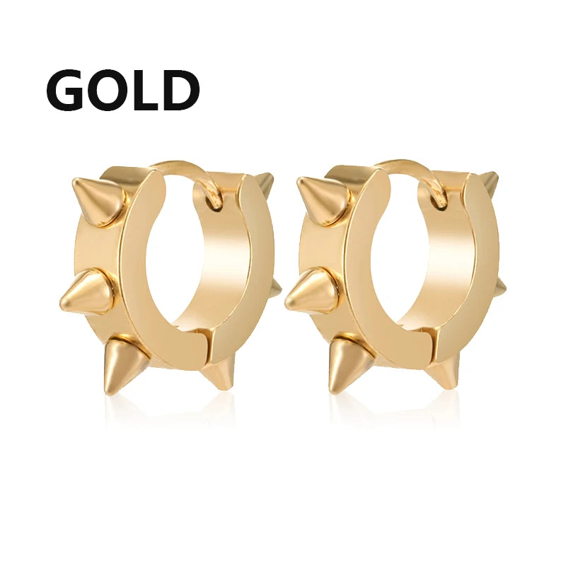 1 Pairs Multi Types Unisex Black Gold Color Stainless Steel Earring For Women Men Punk Gothic Piercing Fake Earrings Jewelry