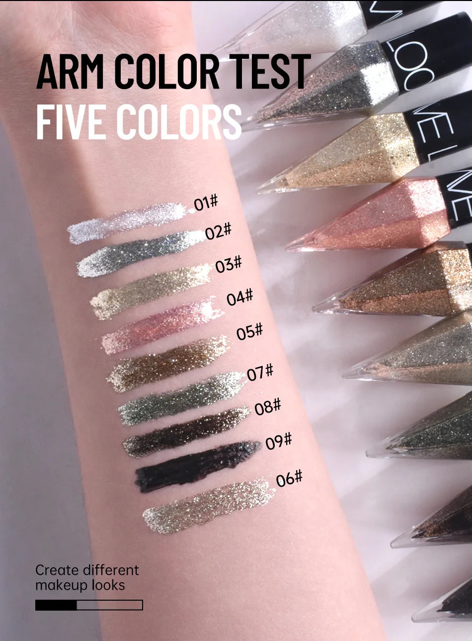 Diamond Sparkling Liquid Eyeliner Pearlescent color development quick dry waterproof not easily smudging liquid eyeliner