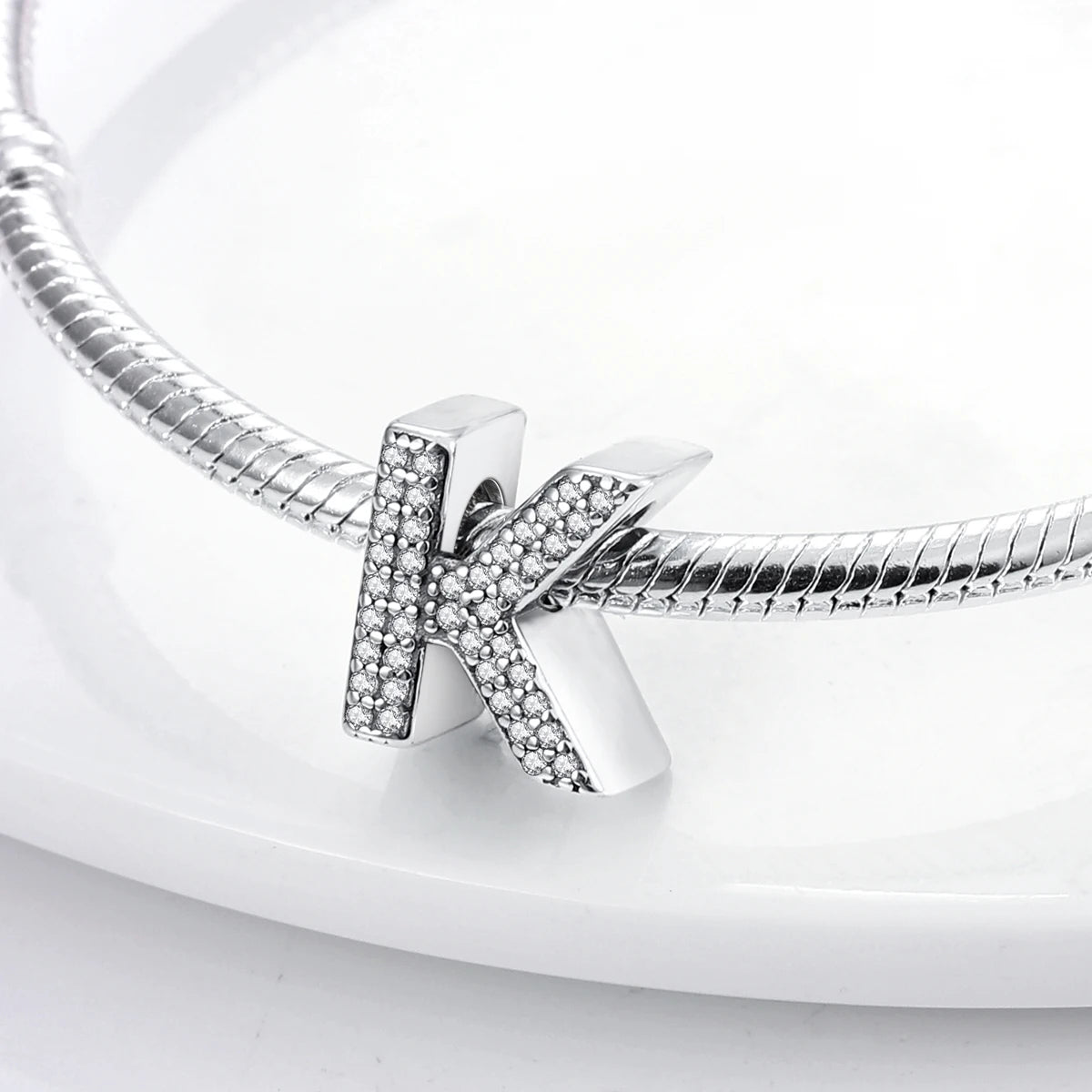 Original 925 Sterling Silver 26 Alphabet Letters Sparkling Zircon Charms Pendant Beads For Women Fine DIY Birthday Jewelry Gifts