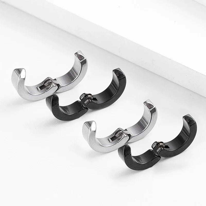 2pcs Anime Chainsaw Man Yoshida Hirofumi Cosplay Ear Clip Earrings Women Men Punk Black No Pierced Fake Ear Circle Pop Jewelry