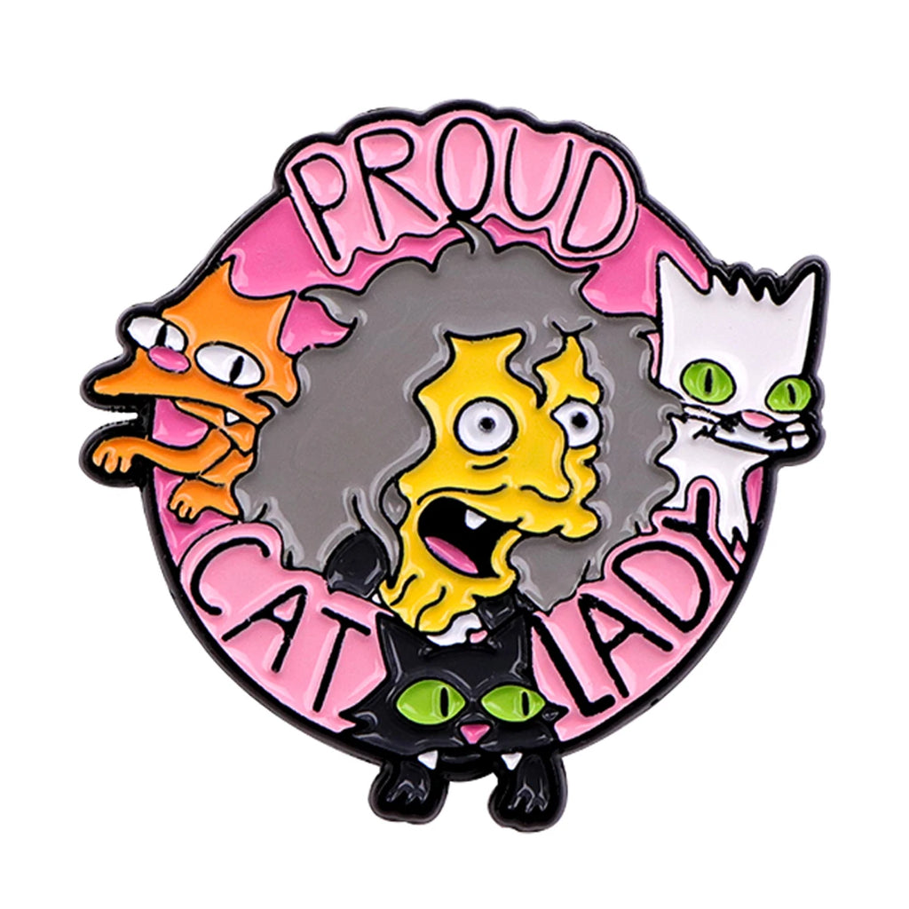 Cat Lady Enamel Pin Badges on Backpack Women's Brooches Hat Collar Lapel Pins Cartoon Jewelry Cosplay Accessories Toys Gifts