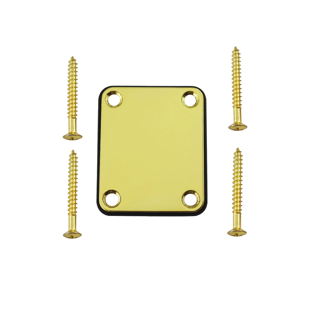 1Set  Bass Guitar Neck Plate,Electric Guitar Neck Joint Connecting Strengthen Plate with Plastic Back Plate & Mounting Screws