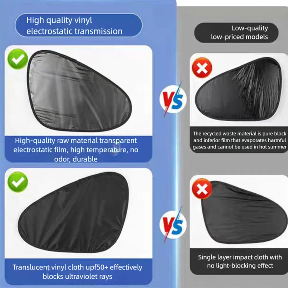 Summer Electrostatic Sun Visor for Car Side Window 4-Layer Sun Shade Curtains Anti-Glare UV-Blocker Auto Sun Protection Cover