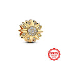 Charms plata de ley Disney Gold Plated Lily Flower Pendant Beads Fits 3mm Bracelets Necklace For Women Luxury DIY Fine Jewelry