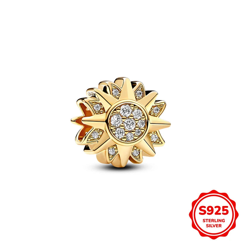 Charms plata de ley Disney Gold Plated Lily Flower Pendant Beads Fits 3mm Bracelets Necklace For Women Luxury DIY Fine Jewelry