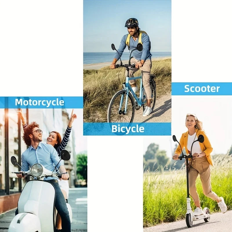 2PCS Bike Mirror Bike Handlebar Rearview Mirror Rotatable And Adjustable Wide Angle Rear View Shockproof Convex Mirror Universal