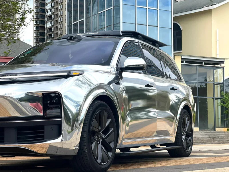 Premium Stretchable Chrome Mirror Silver Vinyl Wrap Adhesive Film Roll Air Release DIY Decal Sheet