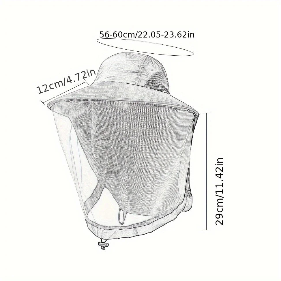 UV Protection Hat with Face Mask Breathable Insect Protection Wide Brim Fishing Hat Outdoor Sport Nature Hiking Camping Mesh Hat
