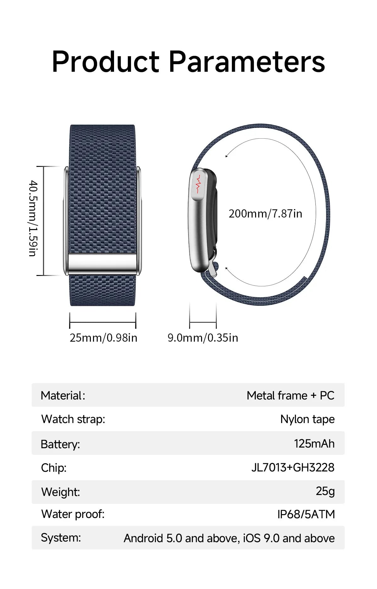 VWAR Loop Life Fitness Tracker ECG+PPG SpO2 Sport Smart Bracelet Heart Rate Blood Pressure Monitor Pedometer Smartwatch Band