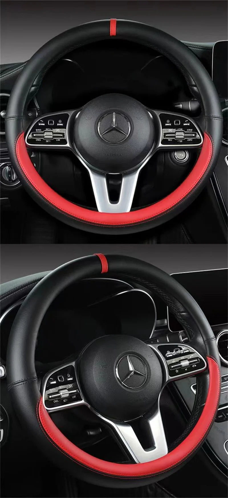 Full Leather Universal Car Steering Wheel Cover Breathable Anti Slip Car Decoration 37-38cm Steering Wheel Cover Accessories