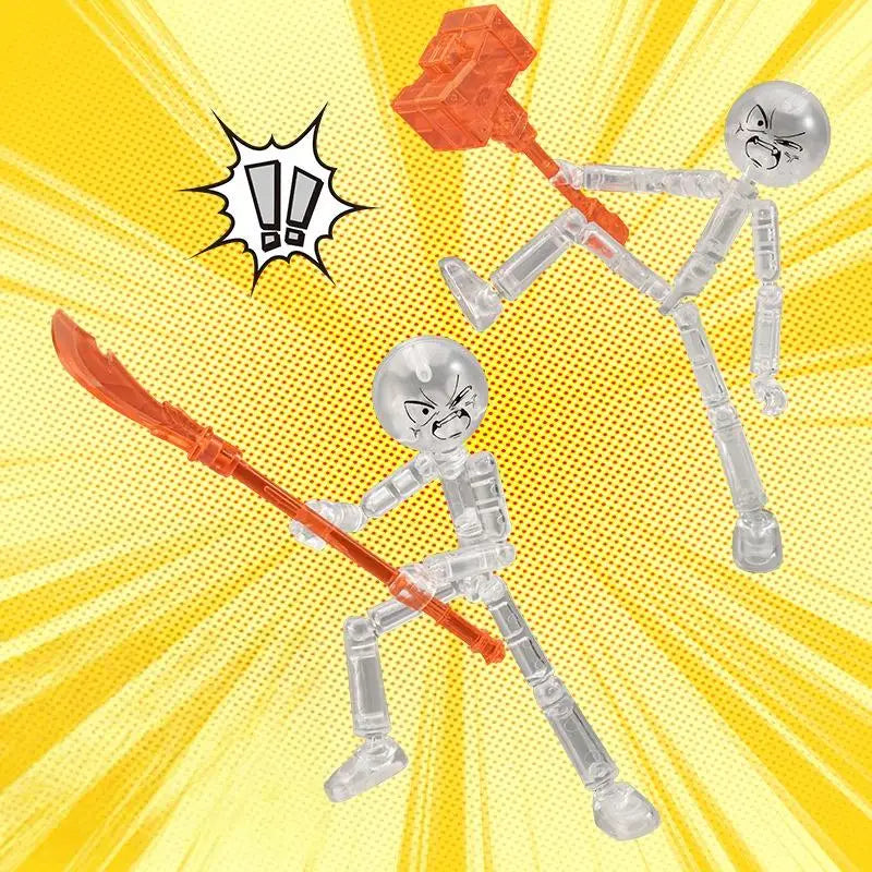 1 Set Novelty Action Figure Stickman Assembled Robot Movable Multi-jointed Stickman Toy 3d Printing Mannequin