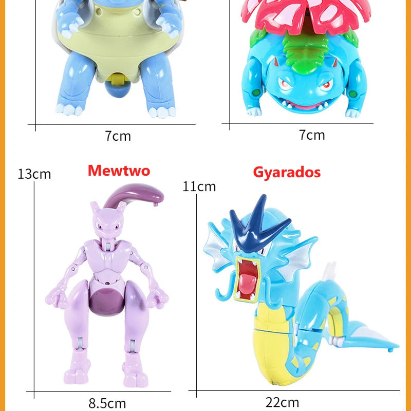 Funny Pokemon Transformation Cartoon Model Pokeball Pikachu Toys Scalable Anime Figure Dolls Model Ornaments Kids Birthday Toys