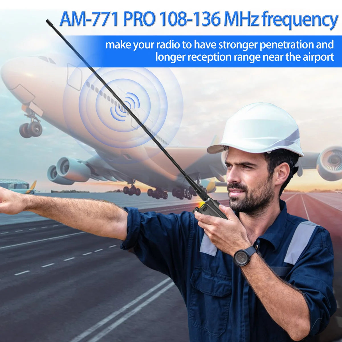 AM-771 Air Band SMA-Female Antenna 108-136MHz for Quansheng UV K5 (8) K6 Baofeng UV 5RH 21 PRO V2 UV-98 Walkie Talkie Ham Radio