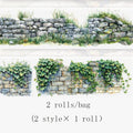 2 Roll PET Tape Green Field Flower Wall Series Sealing Stickers Album Diary Decoration Phone Case Sticker Notebook Accessories